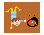 handstand boy with TV monster by Anonymous