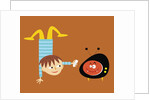 handstand boy with TV monster by Anonymous