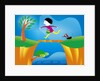 girl crossing a bridge with dog by Anonymous