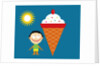 boy with tongue out by giant ice cream cone by Anonymous