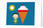 boy with tongue out by giant ice cream cone by Anonymous