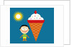 boy with tongue out by giant ice cream cone by Anonymous