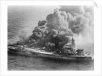 Burning oil tanker by Anonymous