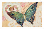 Be My Valentine Postcard with Butterfly by Anonymous