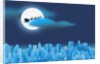 Santa Clause Flying Over City by Anonymous