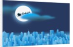 Santa Clause Flying Over City by Anonymous