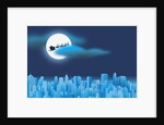 Santa Clause Flying Over City by Anonymous