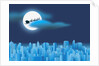 Santa Clause Flying Over City by Anonymous