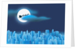 Santa Clause Flying Over City by Anonymous