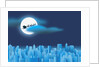 Santa Clause Flying Over City by Anonymous