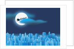 Santa Clause Flying Over City by Anonymous