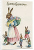 Easter Greetings Postcard with Rabbit Family by Anonymous
