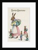 Easter Greetings Postcard with Rabbit Family by Anonymous
