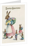 Easter Greetings Postcard with Rabbit Family by Anonymous