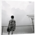 Boy in baseball uniform by Anonymous