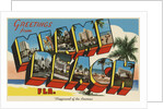 Greetings from Miami Beach Postcard by Anonymous