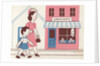 Illustration of Mother and Son Walking by Grocery Store by Lois Lenski
