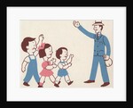 Illustration of Children Greeting Father by Lois Lenski