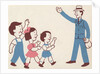 Illustration of Children Greeting Father by Lois Lenski