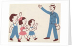 Illustration of Children Greeting Father by Lois Lenski