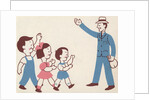Illustration of Children Greeting Father by Lois Lenski
