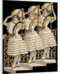 Die-Cut Scrap of Three Women Posing on Stairs by Anonymous