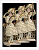 Die-Cut Scrap of Three Women Posing on Stairs by Anonymous