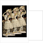 Die-Cut Scrap of Three Women Posing on Stairs by Anonymous