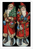 Die-Cut Scraps with Two Santa Clauses by Anonymous