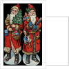 Die-Cut Scraps with Two Santa Clauses by Anonymous