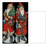 Die-Cut Scraps with Two Santa Clauses by Anonymous