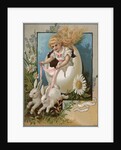 Easter Greeting Postcard with Rabbits Pulling Girl in Egg by Anonymous