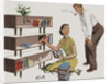 Magazine Illustration of Couple Putting Books on Shelves by Anonymous