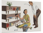 Magazine Illustration of Couple Putting Books on Shelves by Anonymous