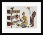 Magazine Illustration of Couple Putting Books on Shelves by Anonymous