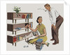 Magazine Illustration of Couple Putting Books on Shelves by Anonymous