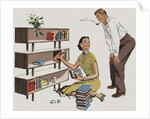 Magazine Illustration of Couple Putting Books on Shelves by Anonymous