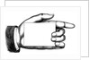 Bookplate Illustration of Pointing Hand Holding Blank Card by Anonymous