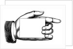 Bookplate Illustration of Pointing Hand Holding Blank Card by Anonymous