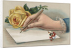 Bookplate Illustration of Woman's Hand Writing Letter by Anonymous