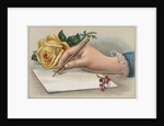 Bookplate Illustration of Woman's Hand Writing Letter by Anonymous