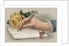 Bookplate Illustration of Woman's Hand Writing Letter by Anonymous