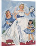 Paper Dolls of Bride with Flower Girls by Anonymous