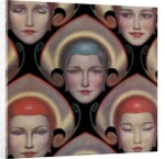 Magazine Illustration of Female Masks by W.T. Benda