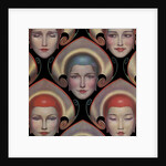 Magazine Illustration of Female Masks by W.T. Benda