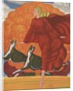 Magazine Illustration of Woman Running with Two Dogs by Anonymous