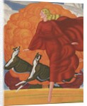 Magazine Illustration of Woman Running with Two Dogs by Anonymous