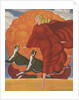 Magazine Illustration of Woman Running with Two Dogs by Anonymous