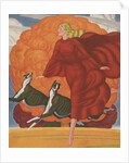 Magazine Illustration of Woman Running with Two Dogs by Anonymous