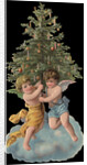 Die-Cut Scrap with Cherubs Holding Christmas Tree by Anonymous